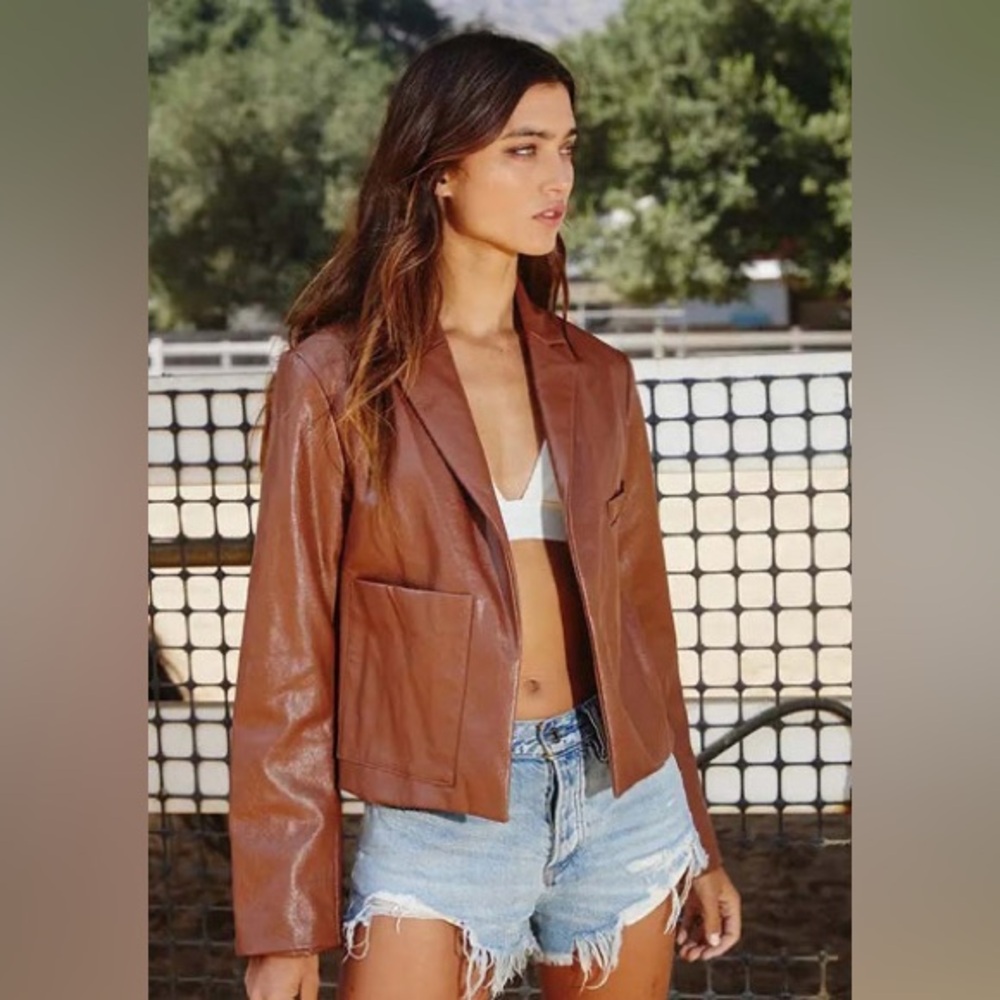 BUCKETLIST Vegan Leather Brown Jacket